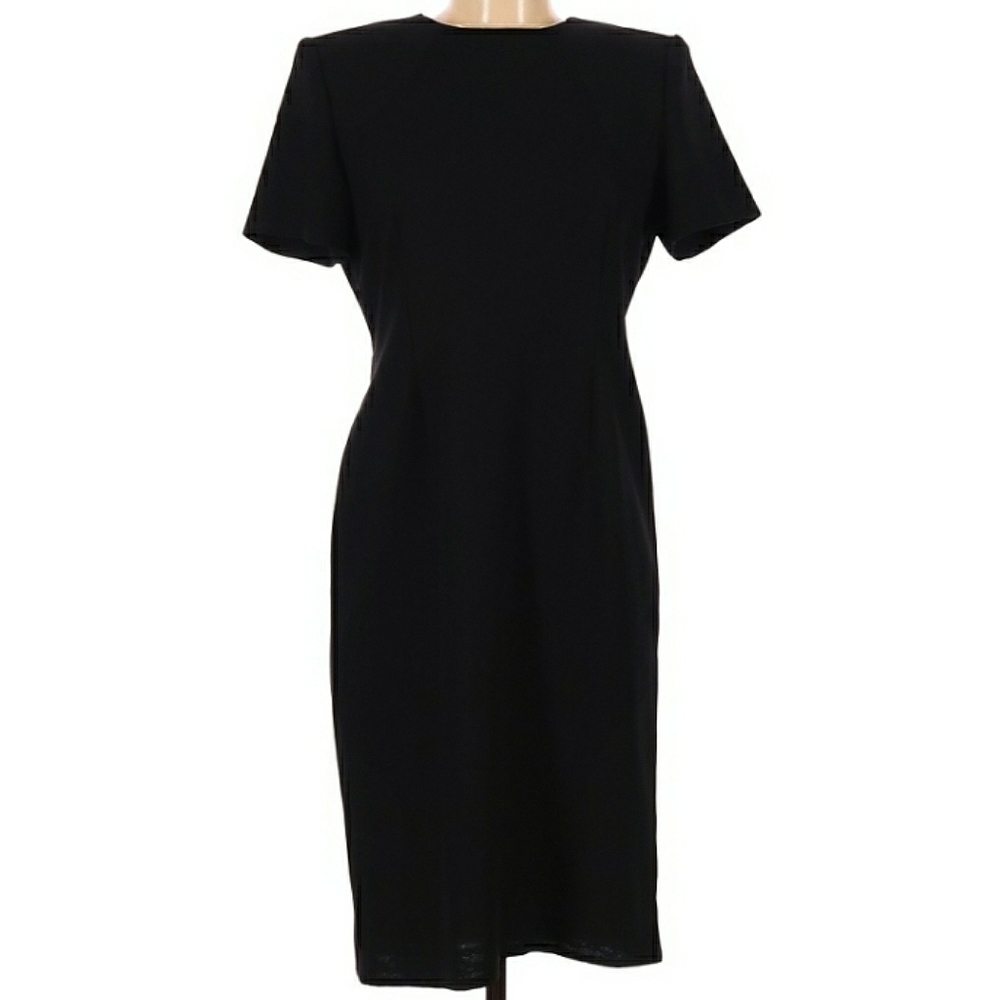 Leslie Fay Little Black Sheath Short Sleeve Dress